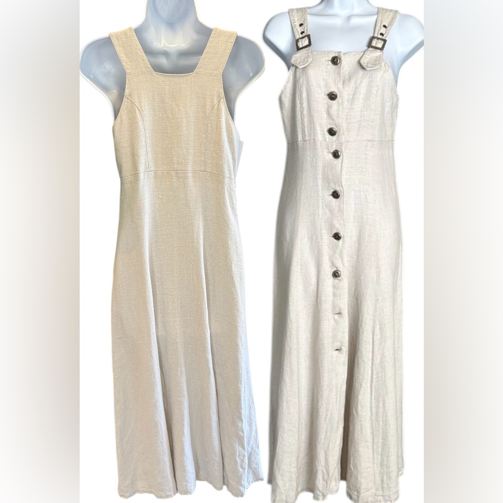 100 % Linen  Cream Sleeveless Dress Design Austria